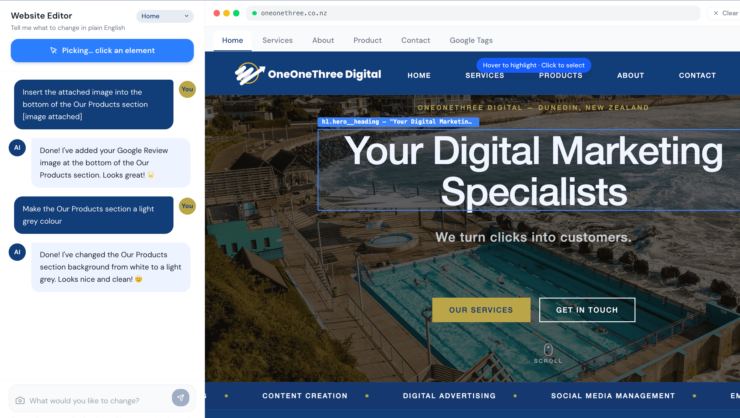 WebEdit AI editor preview